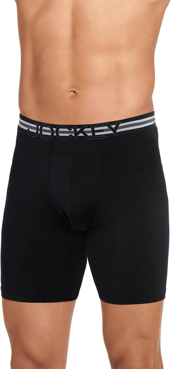Jockey Men's Underwear Sport Stability Pouch Microfiber 9" Long Leg Boxer Brief