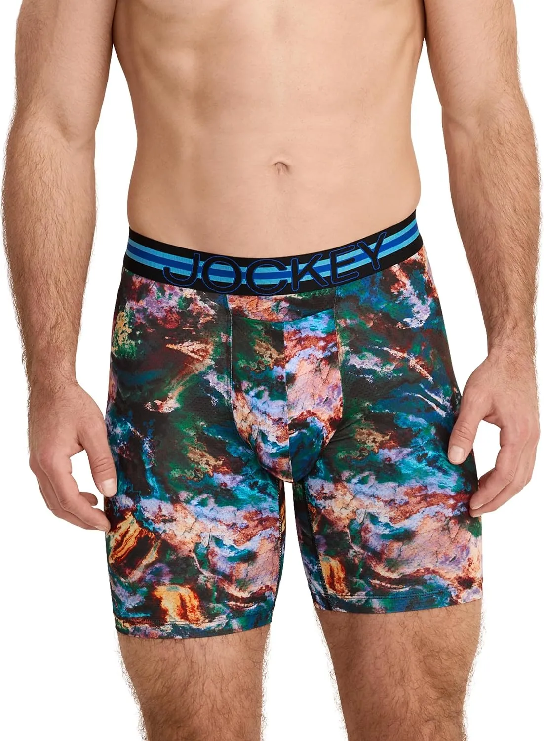 Jockey Men's Underwear Sport Stability Pouch Microfiber 9" Long Leg Boxer Brief