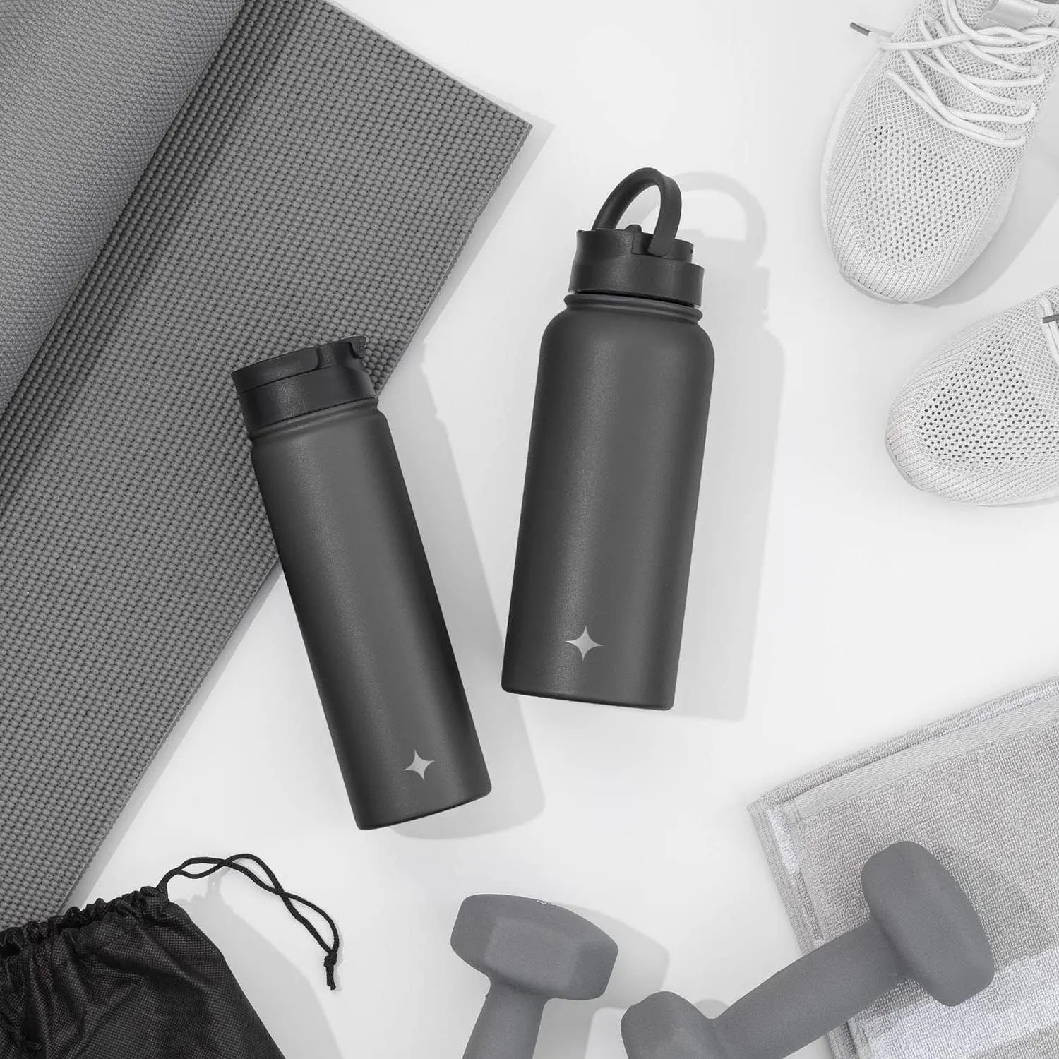 JoyJolt Triple Insulated Water Bottle with Straw Lid AND Flip Lid! 32oz Large Water Bottle, 12 Hour Hot/Cold Vacuum Insulated Stainless Steel Bottle. BPA-Free Leakproof Water Bottles - Thermos Bottle