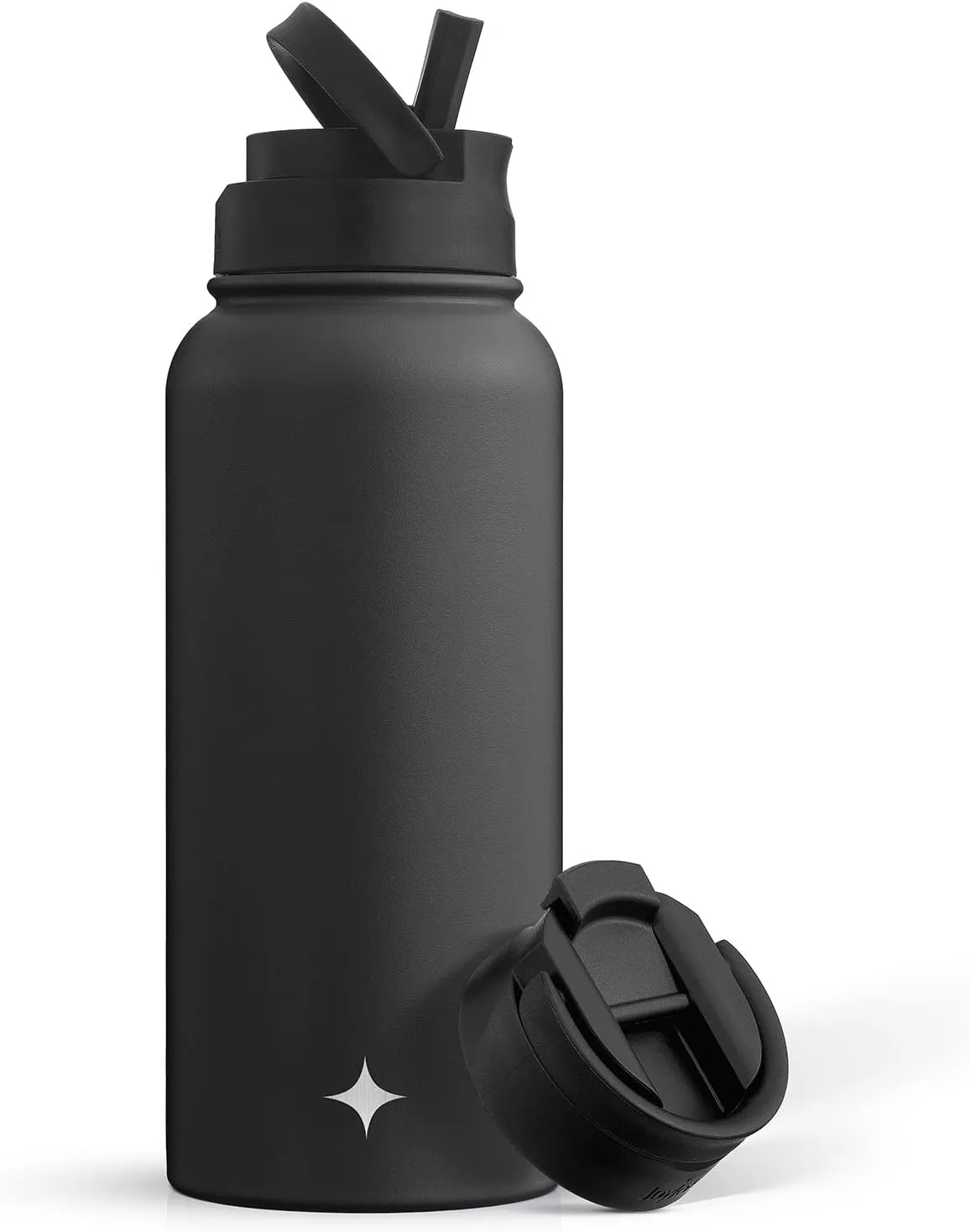 JoyJolt Triple Insulated Water Bottle with Straw Lid AND Flip Lid! 32oz Large Water Bottle, 12 Hour Hot/Cold Vacuum Insulated Stainless Steel Bottle. BPA-Free Leakproof Water Bottles - Thermos Bottle