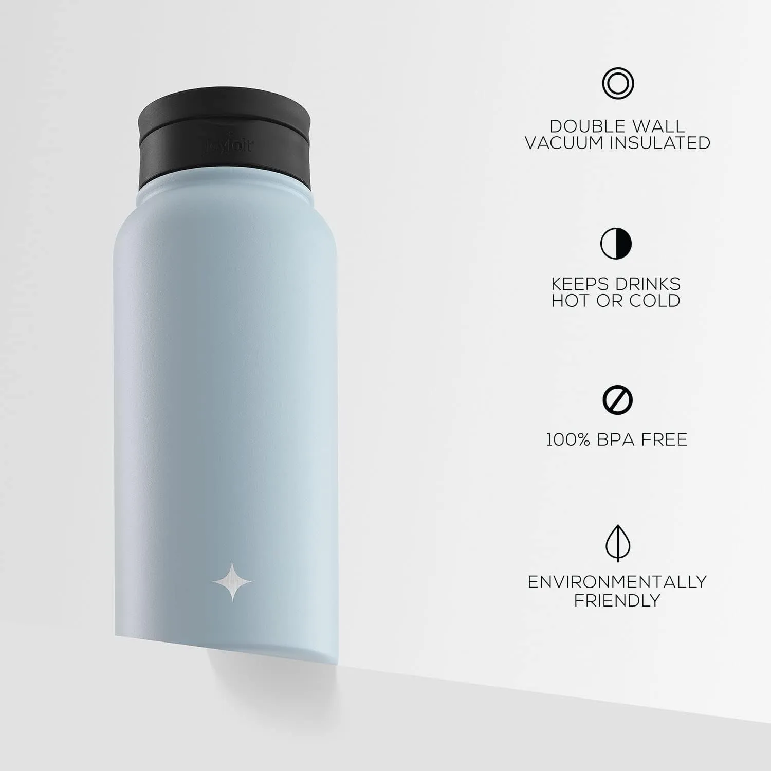JoyJolt Triple Insulated Water Bottle with Straw Lid AND Flip Lid! 32oz Large Water Bottle, 12 Hour Hot/Cold Vacuum Insulated Stainless Steel Bottle. BPA-Free Leakproof Water Bottles - Thermos Bottle