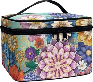 JoyLamoria Boho Floral Cosmetic Bag Toiletry Bag Desk Cosmetics Pouch Storage Home Decor