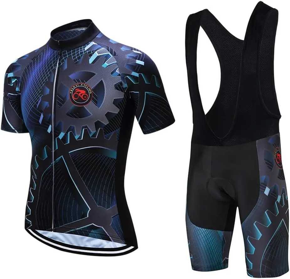 JPOJPO Men's Cycling Jersey Set,Bicycle Clothing Pro Team Short Sleeve MTB Bike Clothing Ropa Ciclismo,