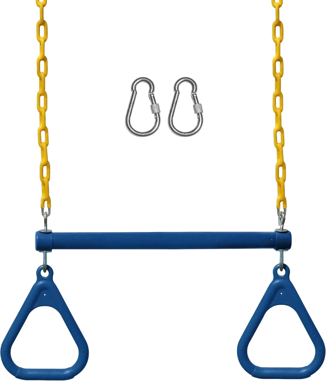 Jungle Gym Kingdom Swing Sets for Backyard, Monkey Bars & Swingset Accessories - Set Includes 18" Trapeze Swing Bar & 48" Heavy Duty Chain with Locking Carabiners - Outdoor Play Equipment (Blue)