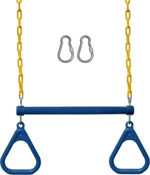 Jungle Gym Kingdom Swing Sets for Backyard, Monkey Bars & Swingset Accessories - Set Includes 18" Trapeze Swing Bar & 48" Heavy Duty Chain with Locking Carabiners - Outdoor Play Equipment (Blue)