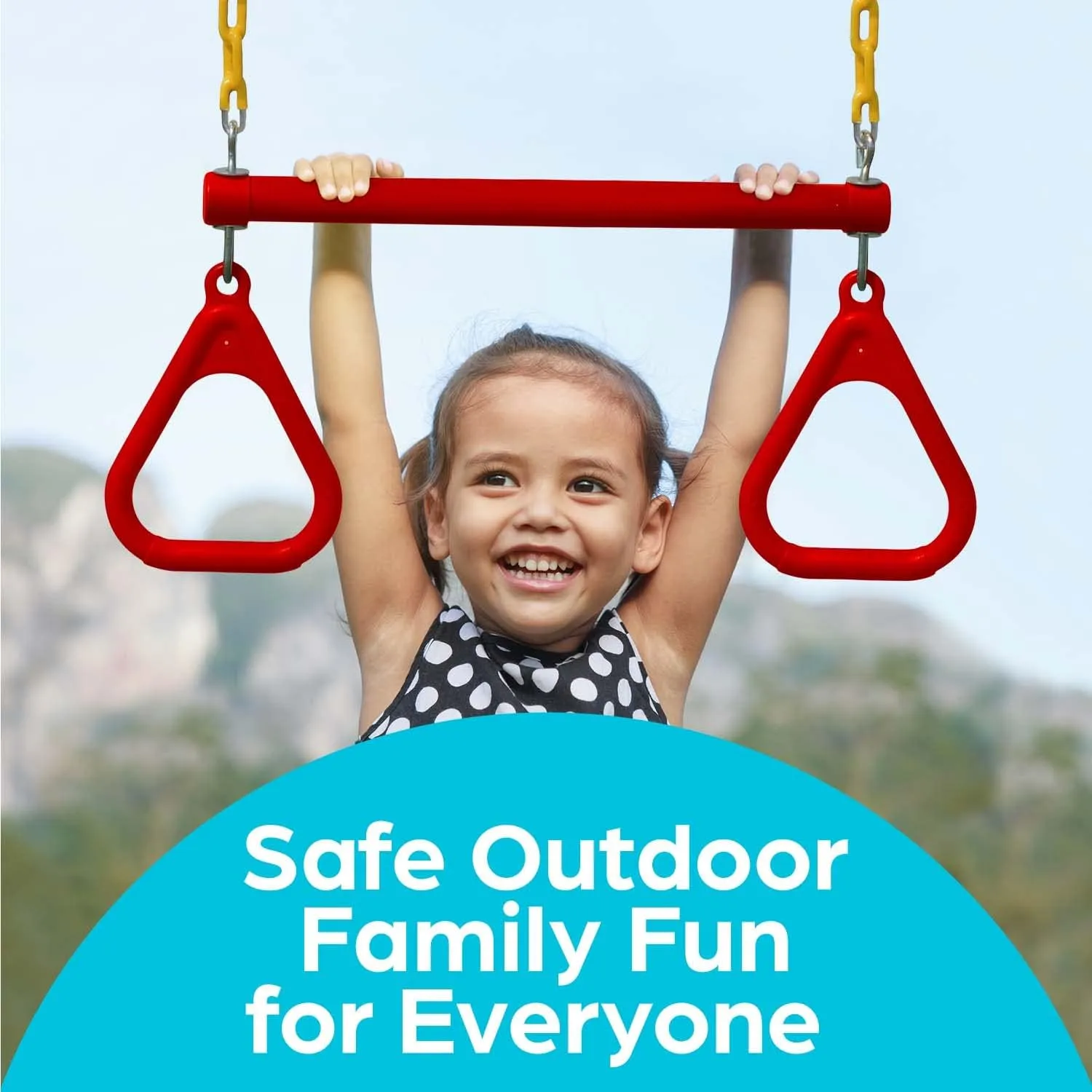 Jungle Gym Kingdom Swing Sets for Backyard, Monkey Bars & Swingset Accessories - Set Includes 18" Trapeze Swing Bar & 48" Heavy Duty Chain with Locking Carabiners - Outdoor Play Equipment (Red)