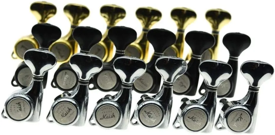 KAISH 18:1 Gear Ratio Guitar Locking Tuners Machine Heads Guitar Locking Tuning Keys Pegs for Strat/Tele/LP/SG most Electric or Acoustic Guitars Chrome