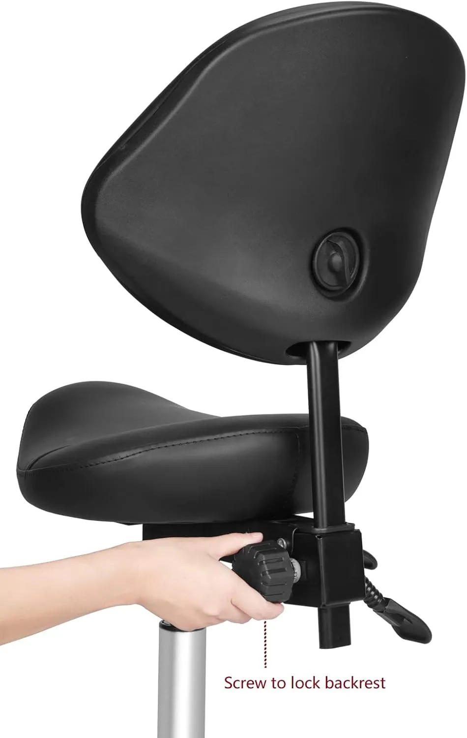 Kaleurrier Ergonomic Rolling Swivel Saddle Stool with Wheels - Hydraulic Lifting Height Adjustable Saddle Chairs for Clinic Hair Salon Lab Office Drafting Chairs (Black, with Back)