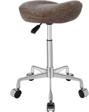 Kaleurrier Ergonomic Rolling Swivel Saddle Stool with Wheels,Hydraulic Pneumatic Lifting Lightweight Saddle Chair for Clinic Salon Massage Lab Kitchen Home Office (Nubuck, Without Back)