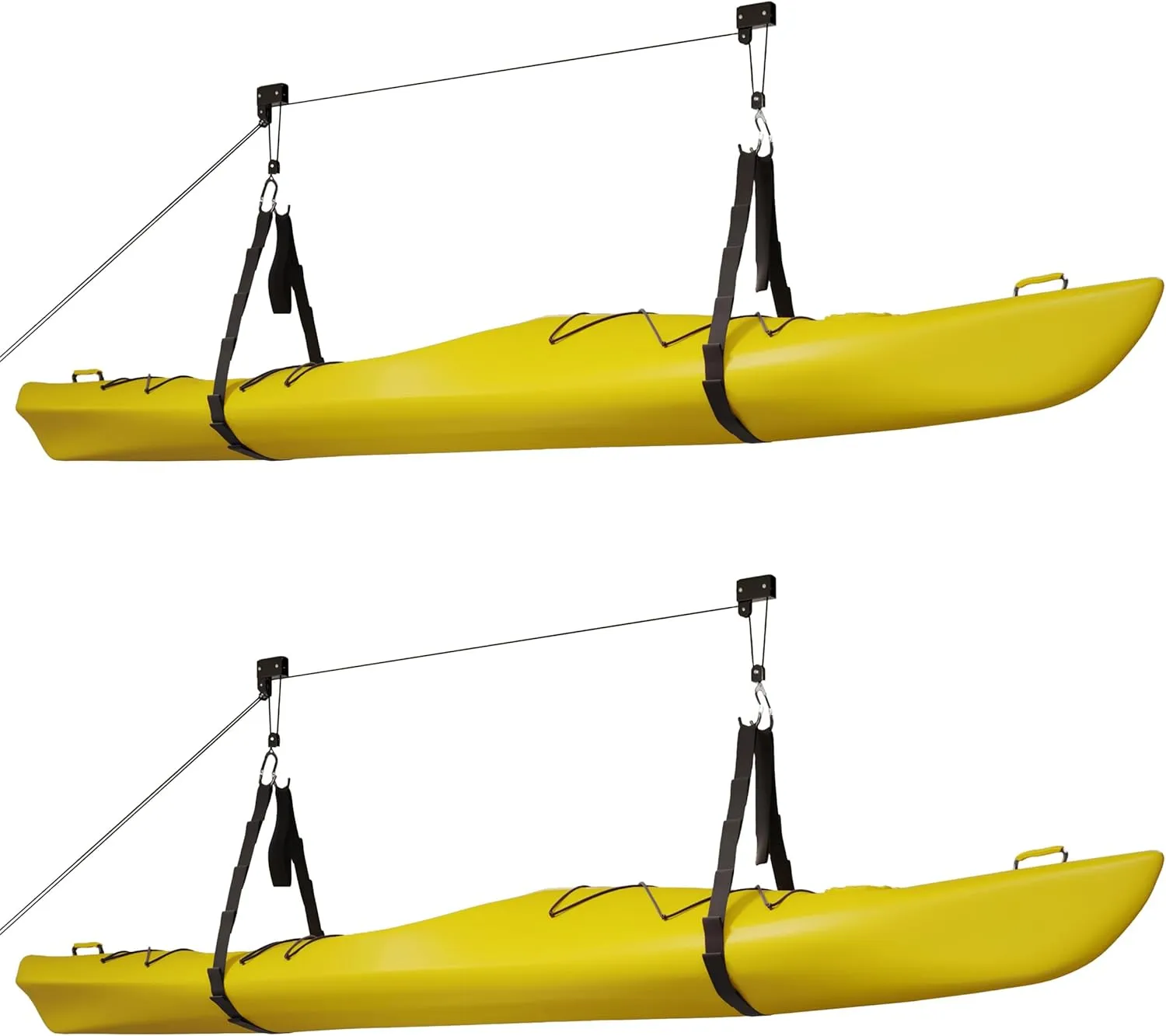 Kayak Storage Hoist - Overhead Pulley System with 125lb Capacity for Canoes, Bikes, Ladders, and More - for up to 12-Foot Ceilings
