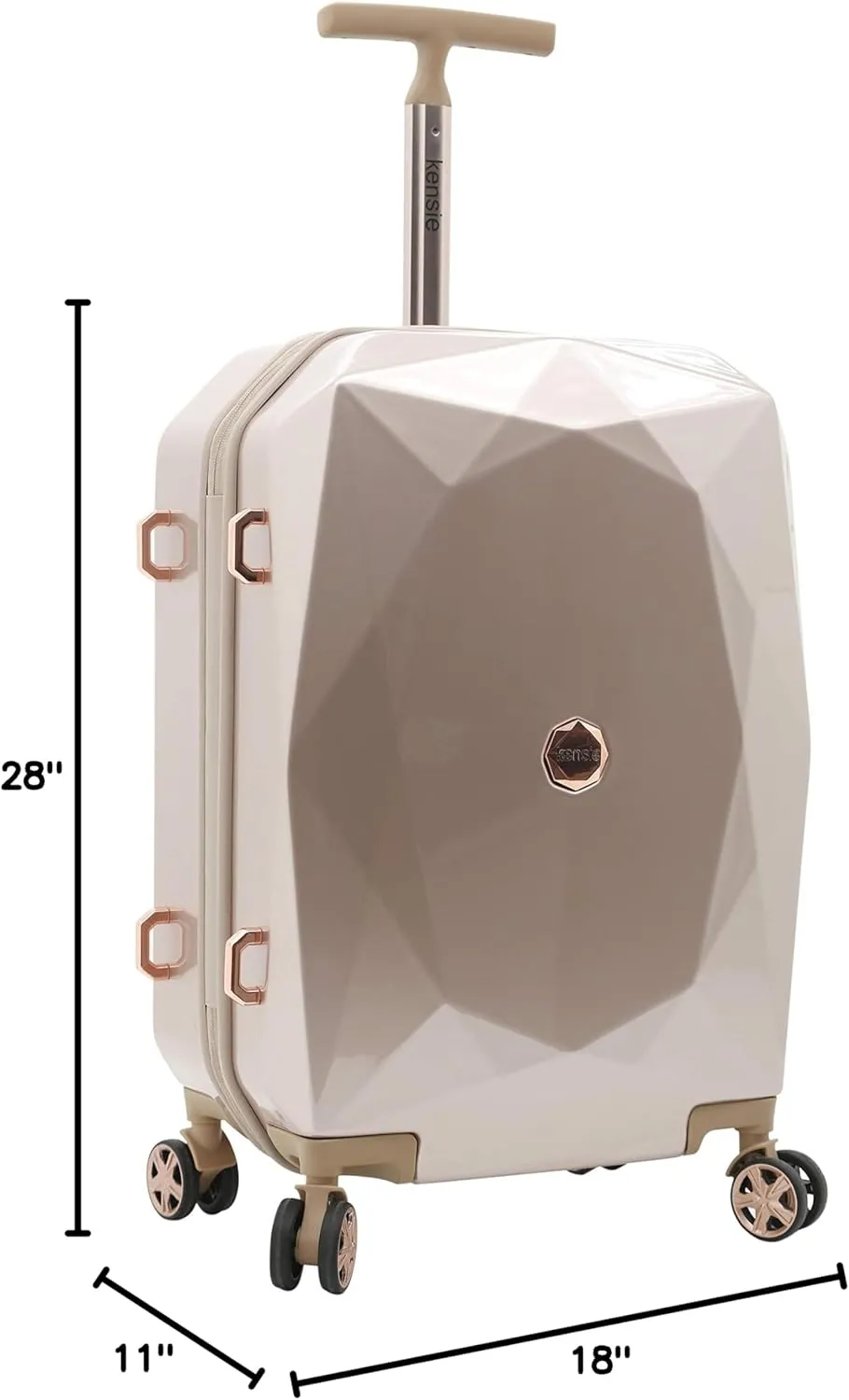 kensie Women's Gemstone Luggage, Rose Gold, 2 Piece Set (28"/20")