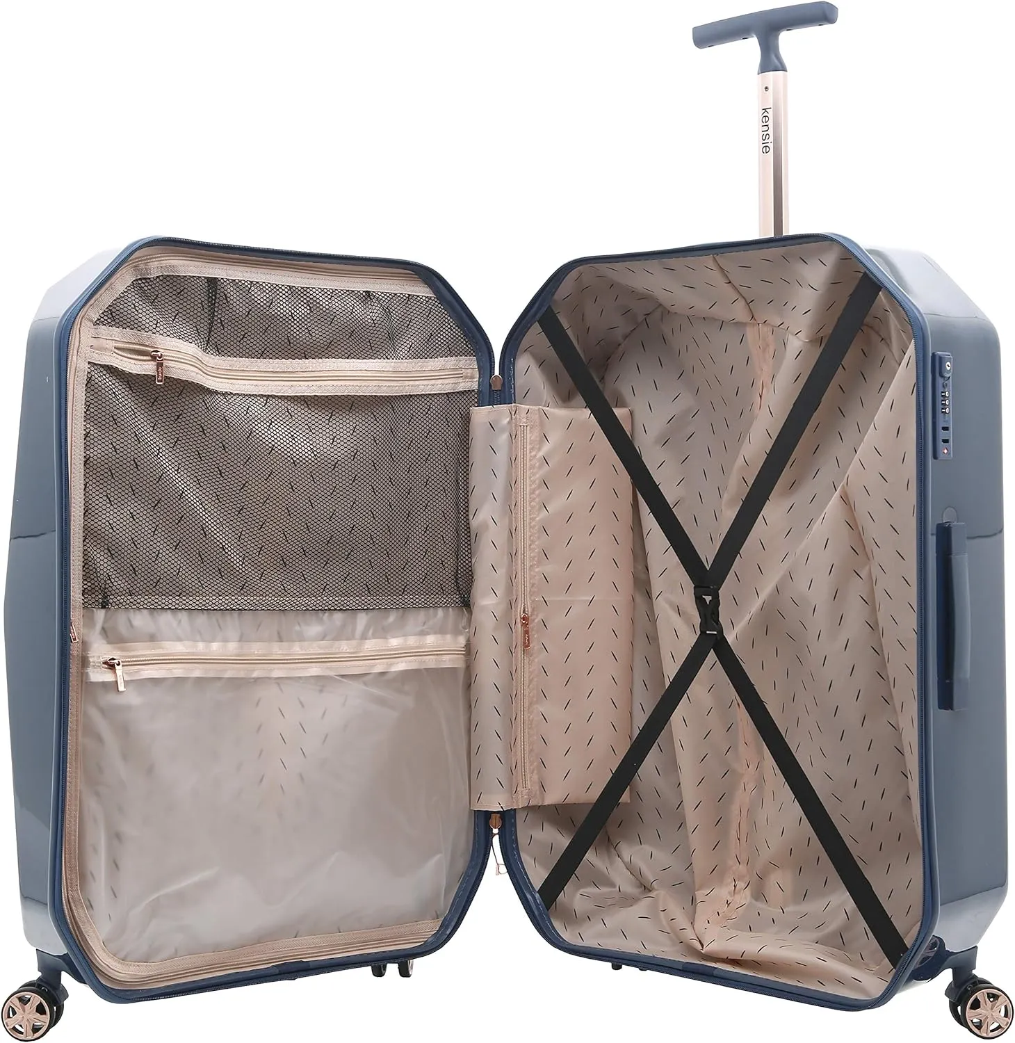 kensie Women's Gemstone Luggage Set, Midnight Blue, 20-Inch Carry-On