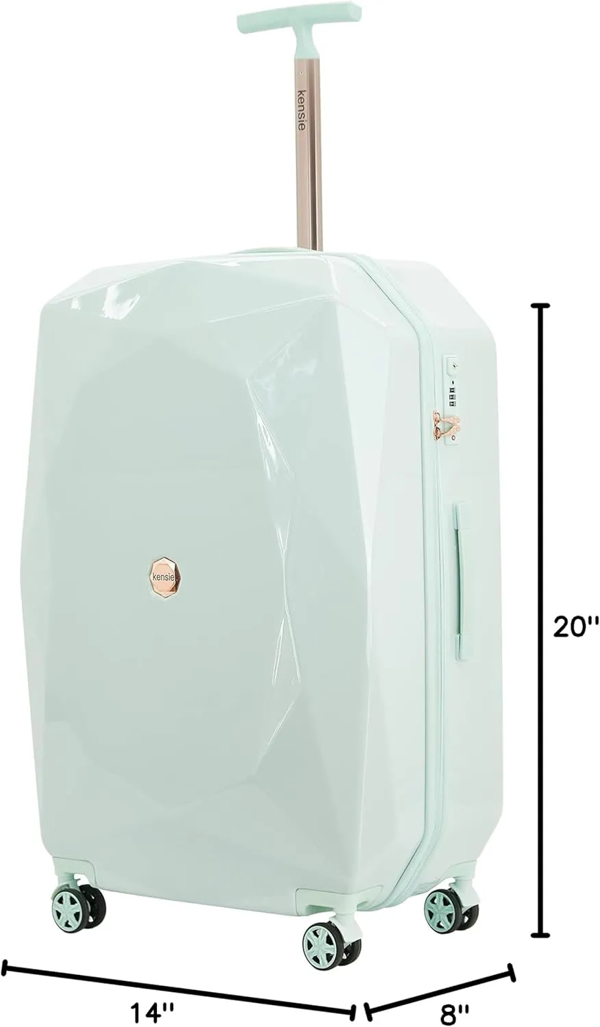 kensie Women's Gemstone Luggage Set, Mint, 20-Inch Carry-On