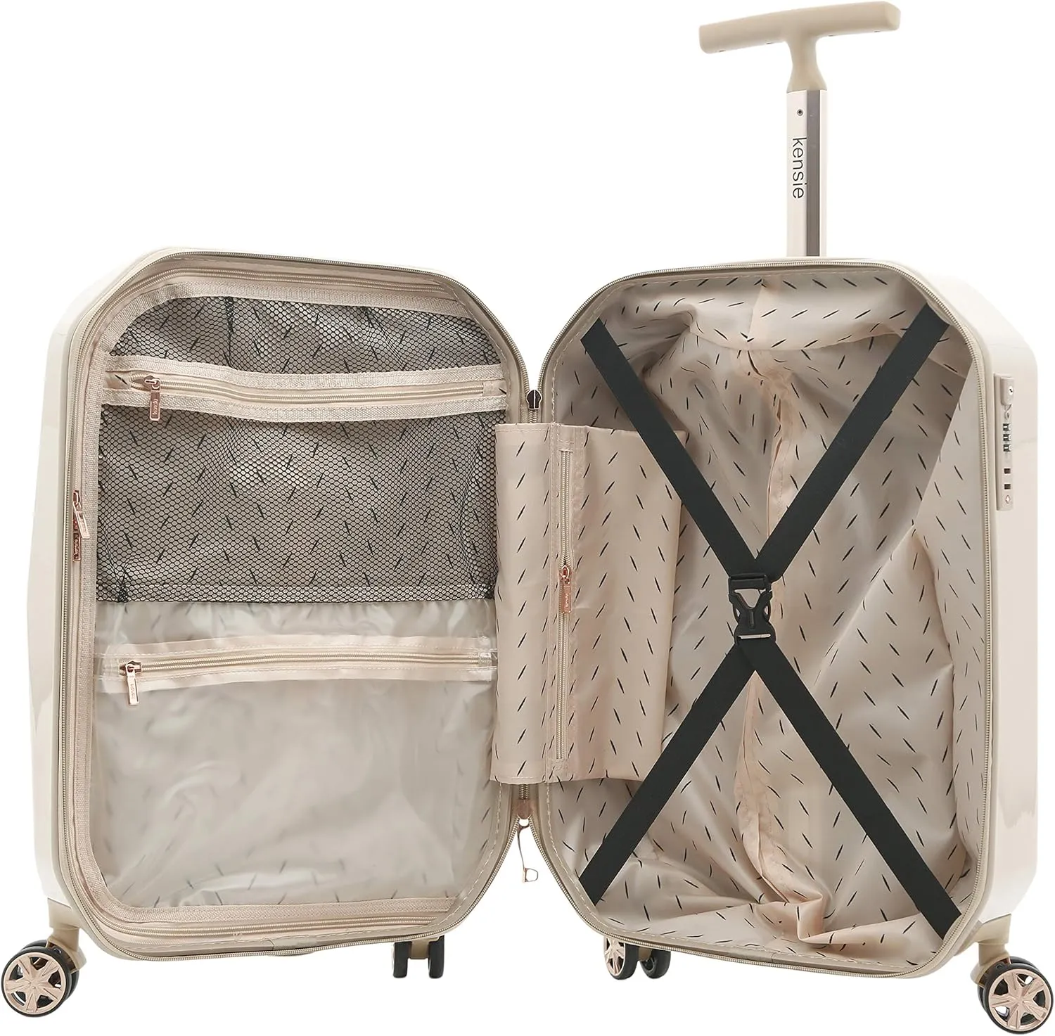 kensie Women's Gemstone Luggage Set, Rose Gold, 20-Inch Carry-On