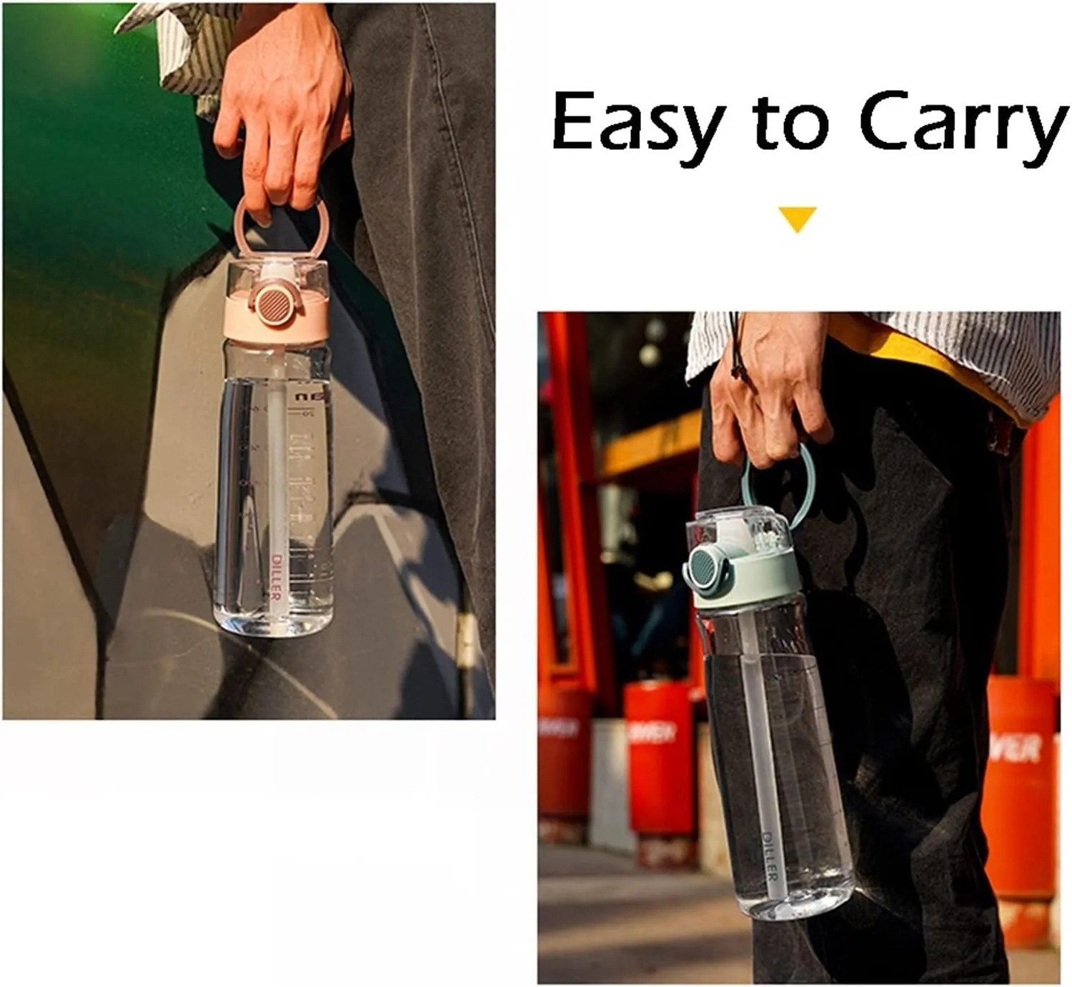 kettles Reusable Water Bottle,Large Capacity,Sport bottle with Straw,BPA free,Tea Jug-Clear,Leak proof,Portable,Easy to Open,Fitness canteen(A)