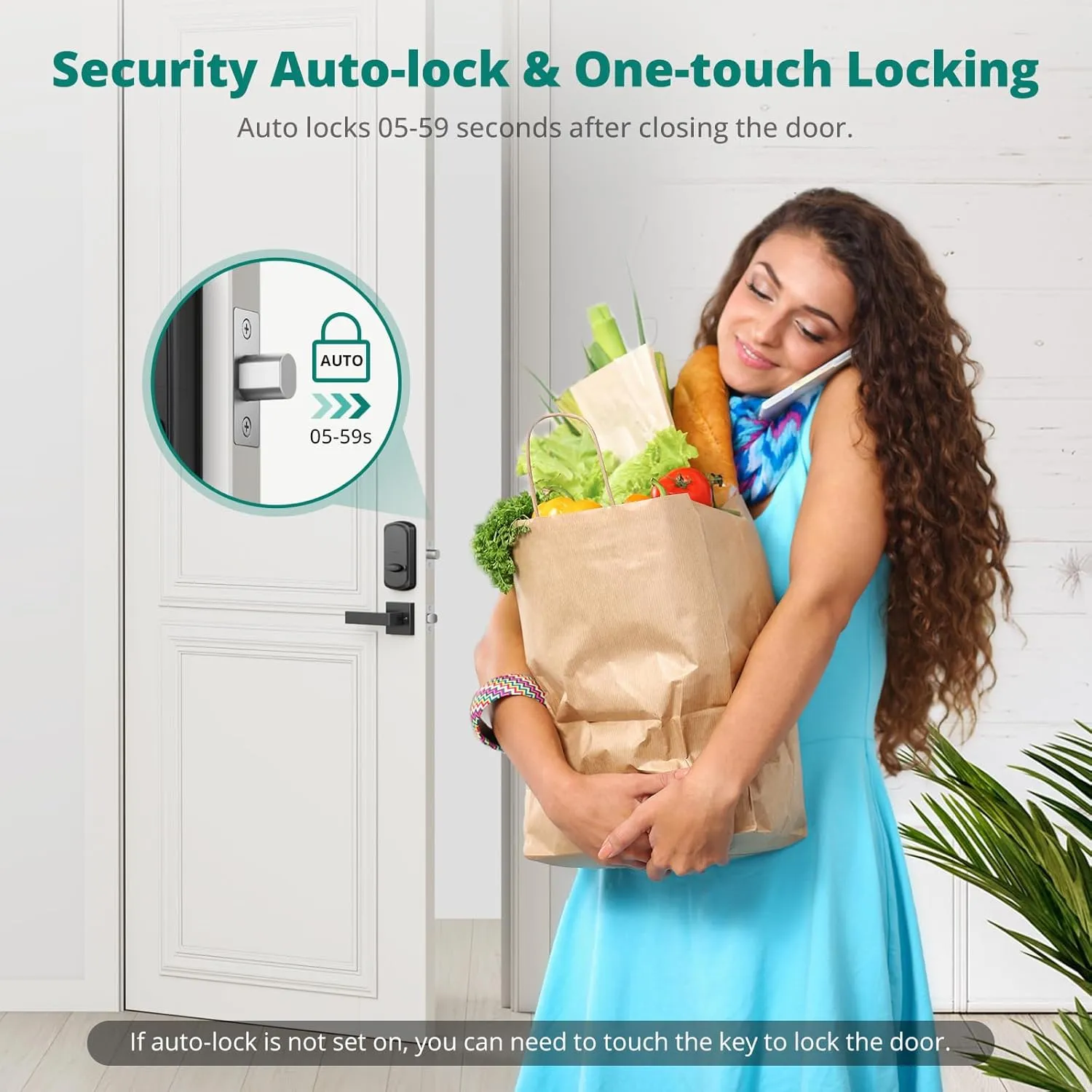 Keyless Entry Door Lock with Handle Set - Fingerprint DeadBolt, Electronic Keypad Deadbolt, Smart Locks for Front Door, Auto-Lock & One Touch Locking, Easy Installation - Matte Black