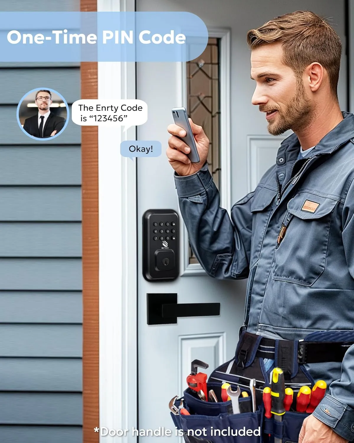 Keyless Entry Door Lock with Keypad – Smart Digital Deadbolt for Front Door with 2 Keys, Electronic Door Lock with Anti-Peeping Code, Auto-Locking, One-time Password for Customer, Black