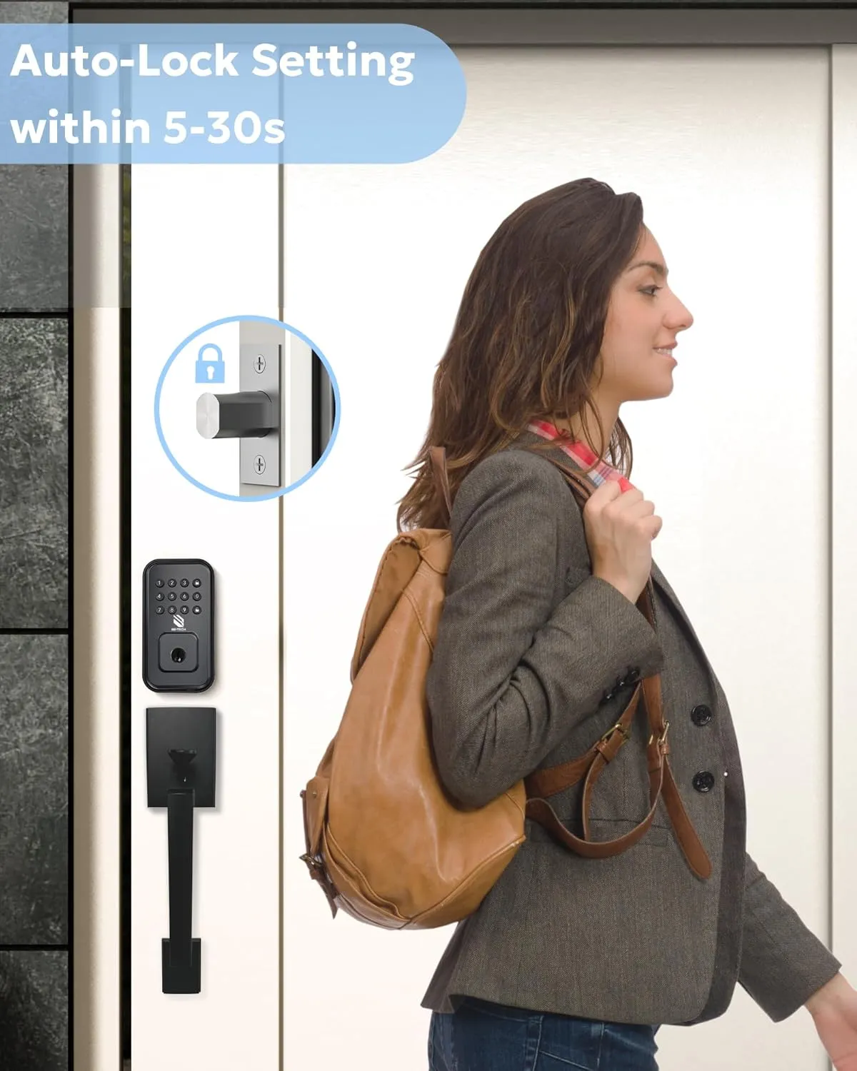 Keyless Entry Door Lock with Keypad – Smart Digital Deadbolt for Front Door with 2 Keys, Electronic Door Lock with Anti-Peeping Code, Auto-Locking, One-time Password for Customer, Black