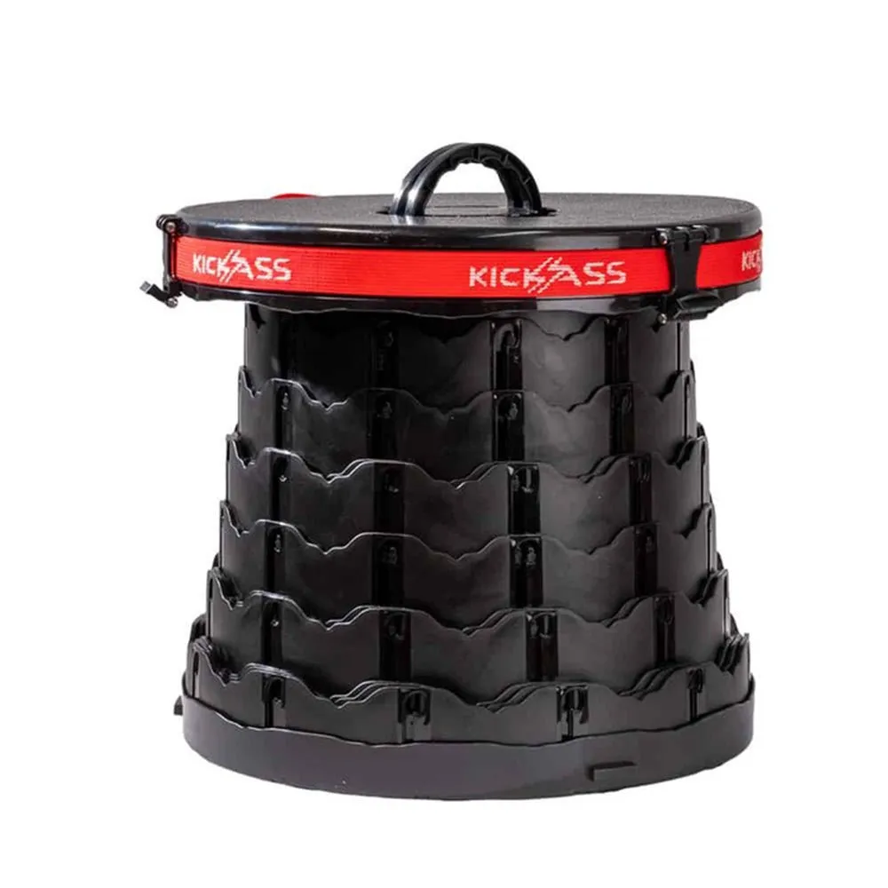 KickAss Large Portable Outdoor Pop Up Stool/Bin with Lid