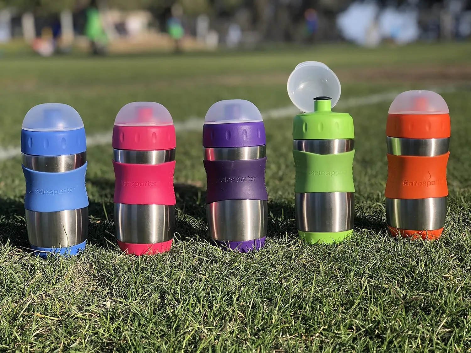 Kid Basix Safe Sporter | Lunch & Sport Stainless Steel Water Bottle | Easy Pull Spout | Mud Cap|Dishwasher Safe |Holds 12 Oz. | Fuchsia