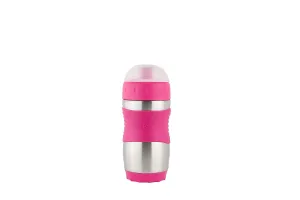 Kid Basix Safe Sporter | Lunch & Sport Stainless Steel Water Bottle | Easy Pull Spout | Mud Cap|Dishwasher Safe |Holds 12 Oz. | Fuchsia