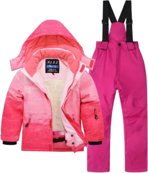 Kids Ski Jacket & Pants Set Winter Snowboarding Rain Coats Girls Boys Snow Suits
