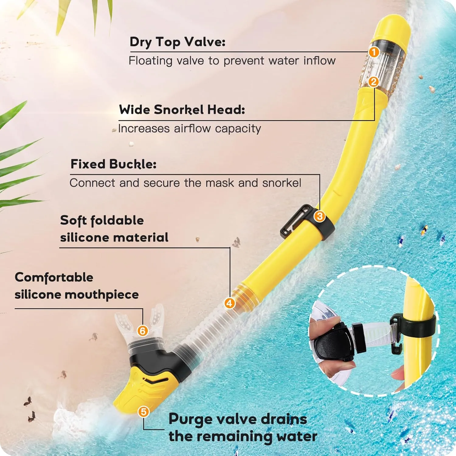 Kids Snorkel Set, Anti-Fog Panoramic Tempered Glass Kids Snorkel mask, Anti-Leak Scuba Diving Mask with Mesh Bag, Dry Top Snorkeling Gear for Kids and Youth Age 4-16