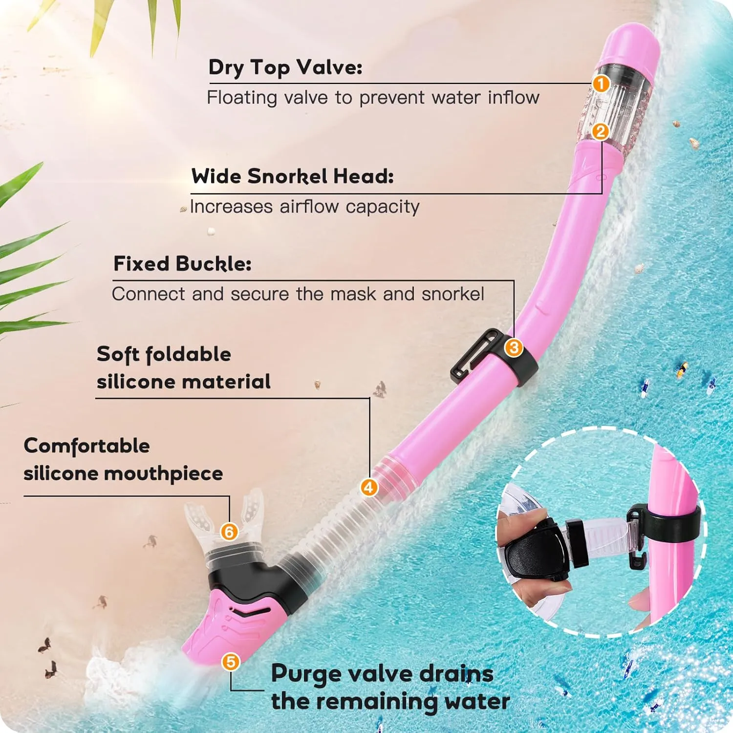 Kids Snorkel Set, Anti-Fog Panoramic Tempered Glass Kids Snorkel mask, Anti-Leak Scuba Diving Mask with Mesh Bag, Dry Top Snorkeling Gear for Kids and Youth Age 4-16