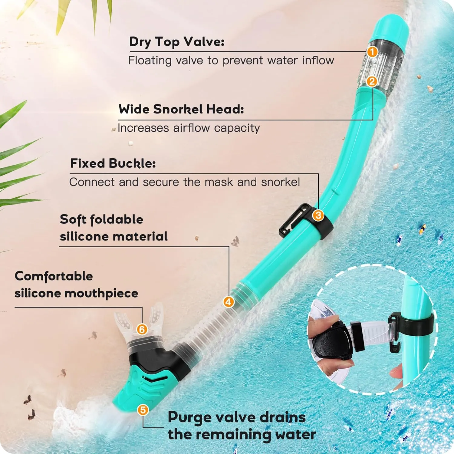 Kids Snorkel Set, Anti-Fog Panoramic Tempered Glass Kids Snorkel mask, Anti-Leak Scuba Diving Mask with Mesh Bag, Dry Top Snorkeling Gear for Kids and Youth Age 4-16