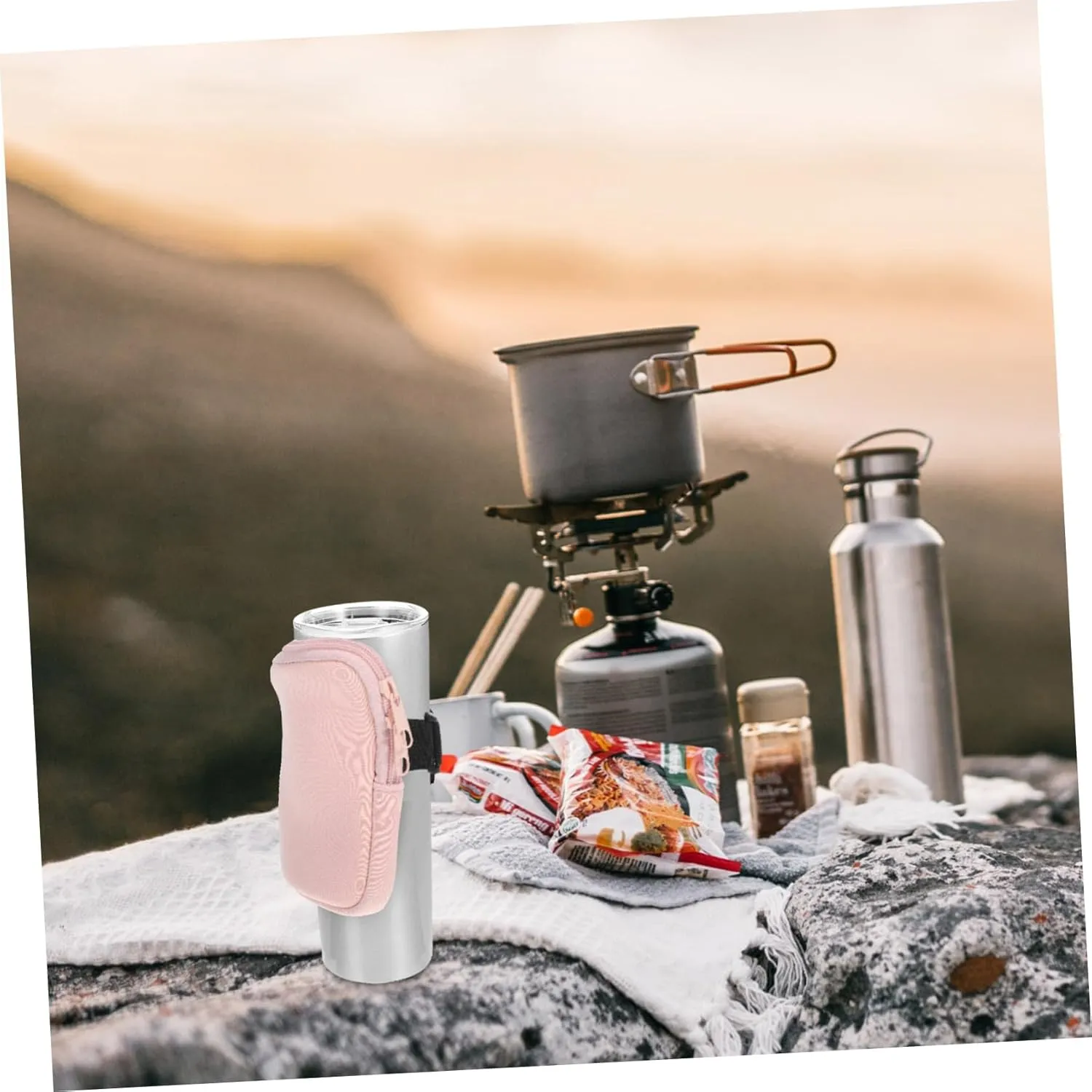 Kisangel 4pcs Portable Neoprene Water Cup Pouch Multi Use Bottle Accessory for Outdoor Activities Durable and Easy to Use Pocket Holder for Hydration The Go for Fitness and Adventurers