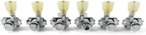 Kluson Revolution Tuners 3x3 No Collar Locking Pearloid button Nickel KEDPNCL3-N