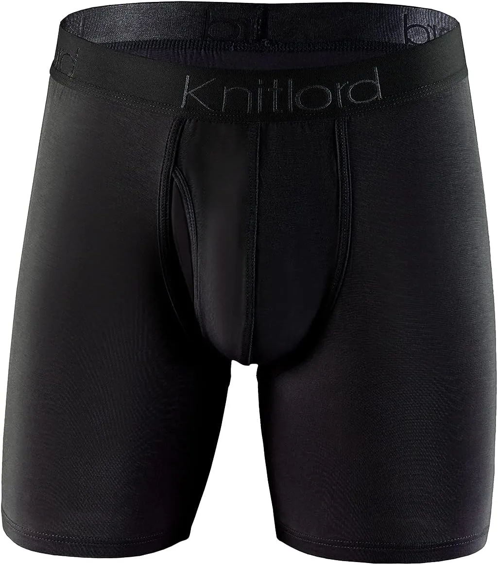 KNITLORD Men's Luxury Bamboo Viscose Boxer Underwear Ultra Soft and Breathable Stripes Boxer Briefs Multipack