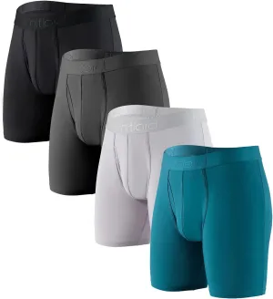 KNITLORD Men's Luxury Bamboo Viscose Boxer Underwear Ultra Soft and Breathable Stripes Boxer Briefs Multipack