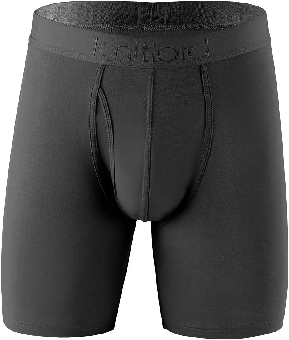 KNITLORD Men's Luxury Bamboo Viscose Boxer Underwear Ultra Soft and Breathable Stripes Boxer Briefs Multipack