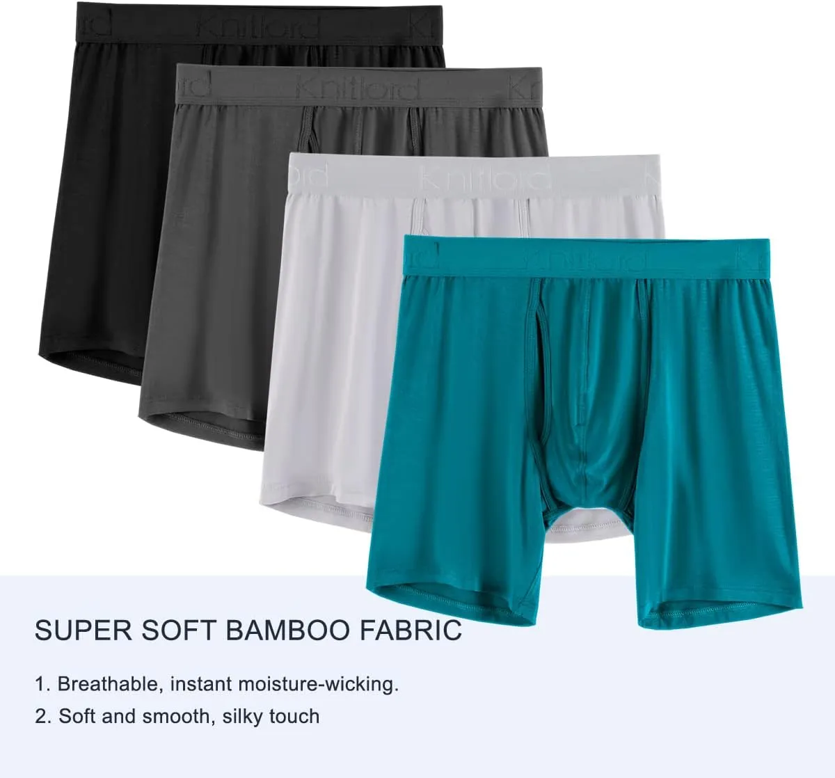 KNITLORD Men's Luxury Bamboo Viscose Boxer Underwear Ultra Soft and Breathable Stripes Boxer Briefs Multipack