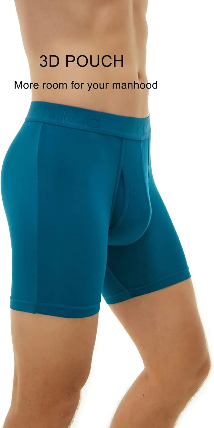 KNITLORD Men's Luxury Bamboo Viscose Boxer Underwear Ultra Soft and Breathable Stripes Boxer Briefs Multipack