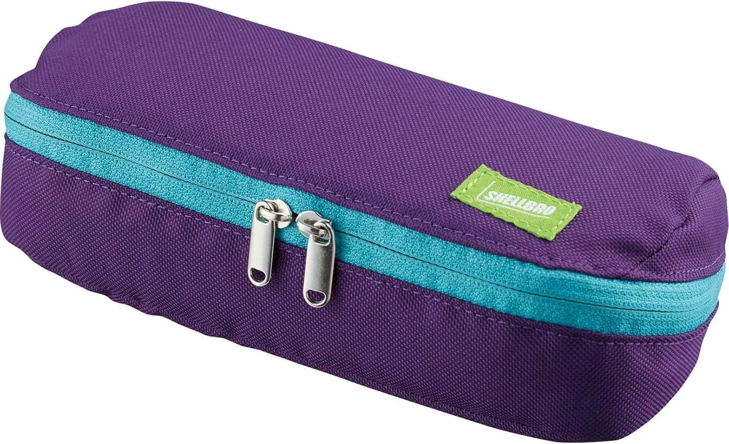 Kokuyo Shellbro Pen Case, Shell-shaped structure, Big Capacity Pencil Case, Large Pencil Pouch, Stationery Pen Bag, Purple x Emerald Green, Japan Import (F-VBF190-4)