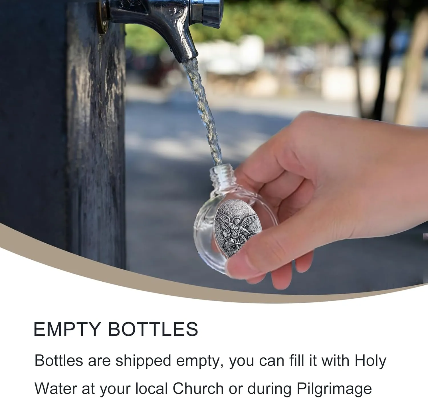 KOMI 12PCS Glass Holy Water Bottle 0.5 floz Mini Holy Water Container with Embossed St Michael the Archangel Religious Empty Travel Bottle Church Catholic Gifts