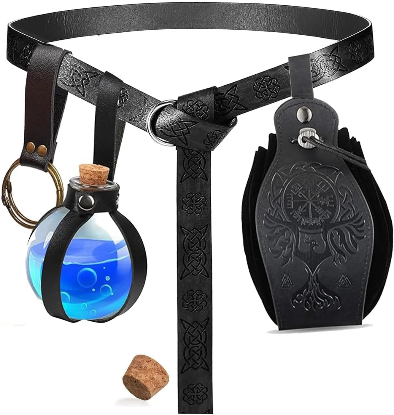 KOTORA Renaissance Costume Accessory Belt Pouch Purse Potion Bottle Belt Waist Set Retro Medieval Festival Ren Faire