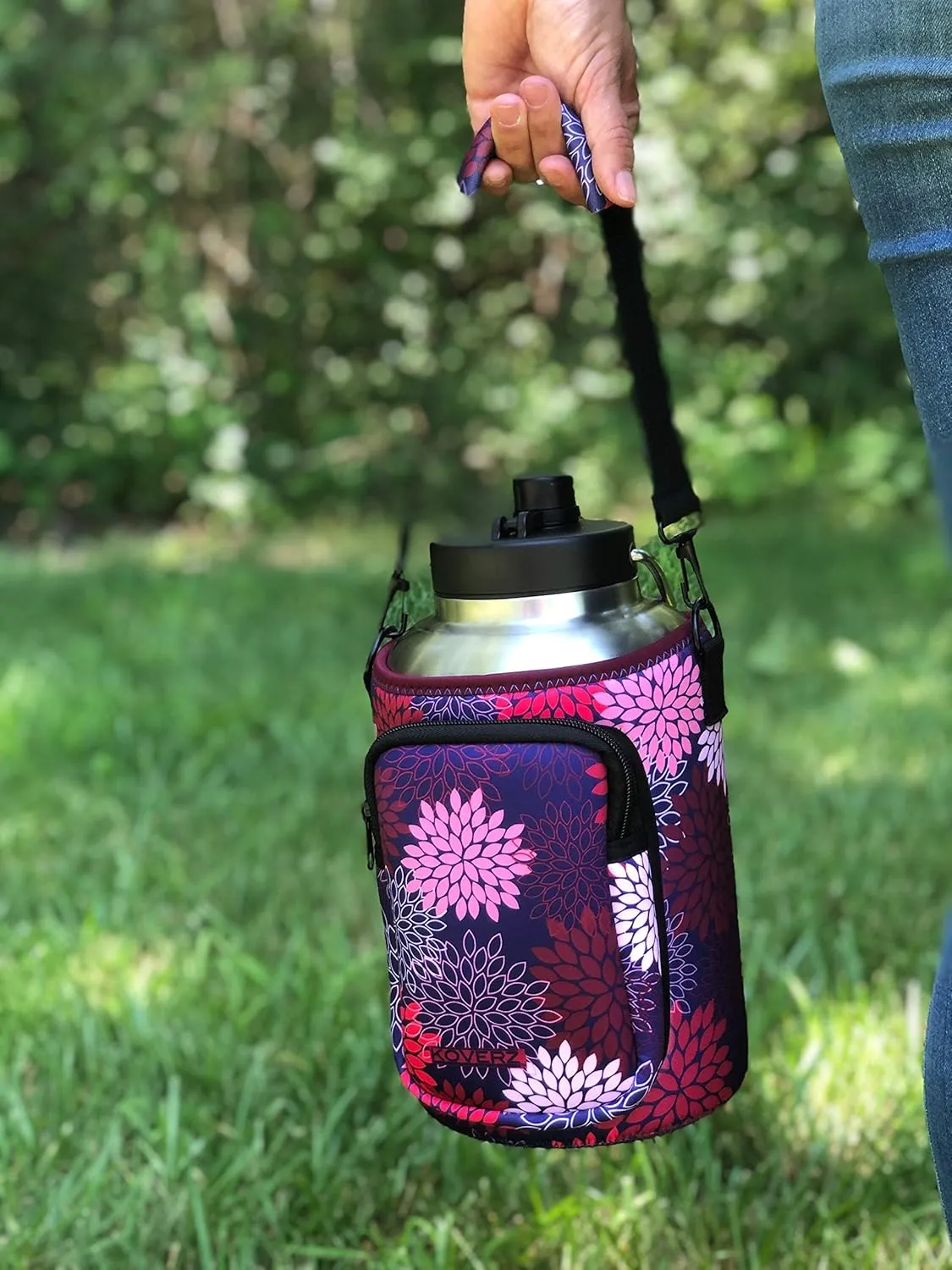 Koverz Half Gallon Jug Carrier, 64oz Bottle Carrier Compatible with Yeti & RTIC Half Gallon Jugs - Midnight Mums