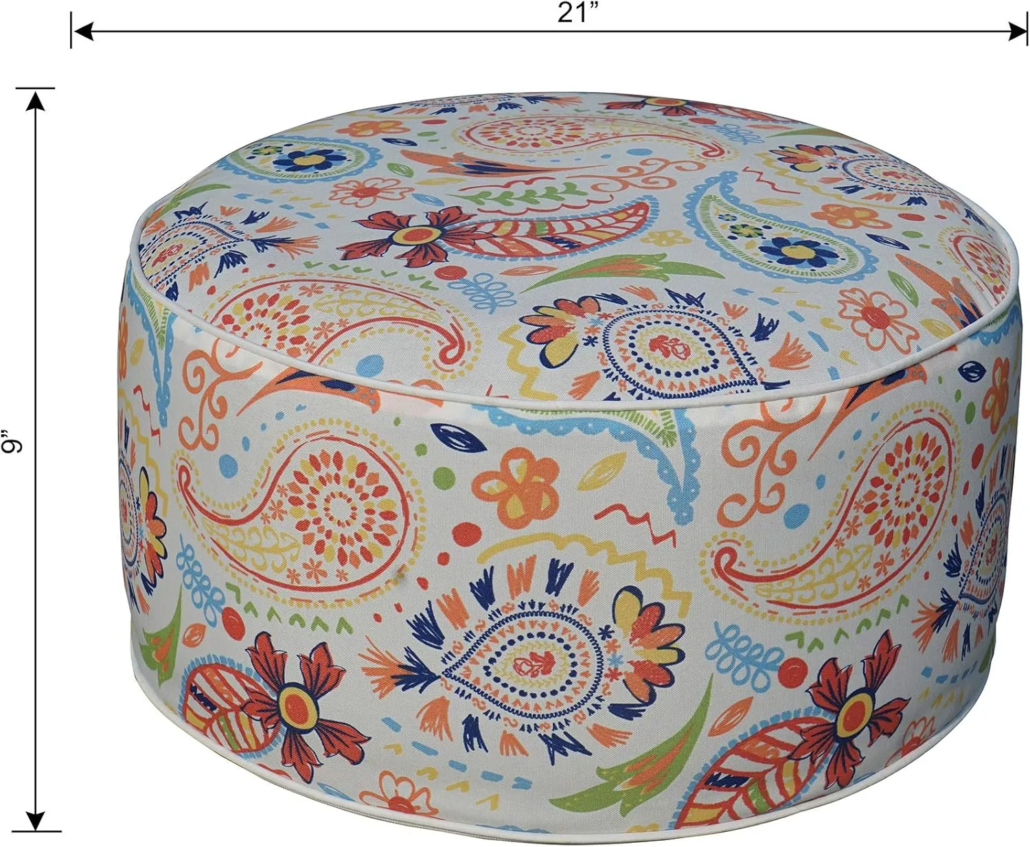Kozyard Inflatable Ottoman Stool - Portable Round Pouf for Indoor/Outdoor Use - Perfect Small Foot Rest or Seating for Kids and Adults - Ideal for Camping or Home (Abstract Warm)