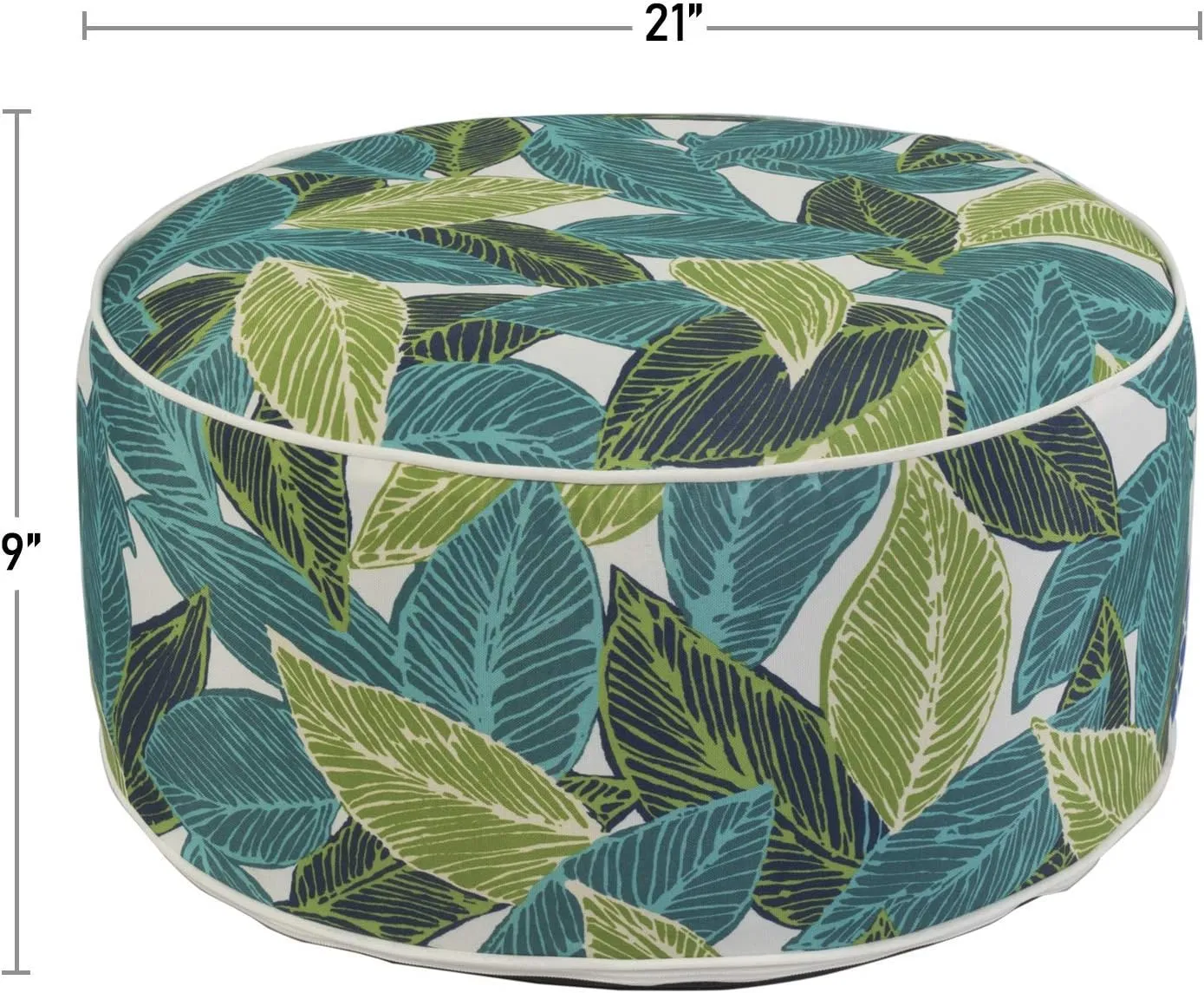 Kozyard Inflatable Ottoman Stool - Portable Round Pouf for Indoor/Outdoor Use - Perfect Small Foot Rest or Seating for Kids and Adults - Ideal for Camping or Home (Acacia Leaf)