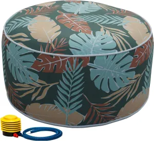 Kozyard Inflatable Stool Ottoman Used for Indoor or Outdoor, Kids or Adults, Camping or Home (Leaf Pattern)