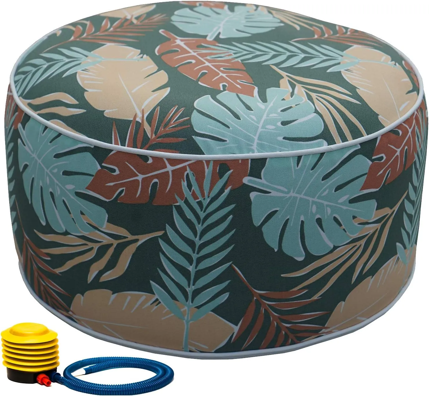 Kozyard Inflatable Stool Ottoman Used for Indoor or Outdoor, Kids or Adults, Camping or Home (Leaf Pattern)