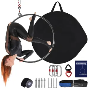 Kromax Professional Aerial Hoop Kit (85cm/90cm), 1 Ceiling Anchor, 3 Locking Carabiners, 360° Swivel, Carry Bag, Aerial Yoga Hoop for Home,Gym, Club