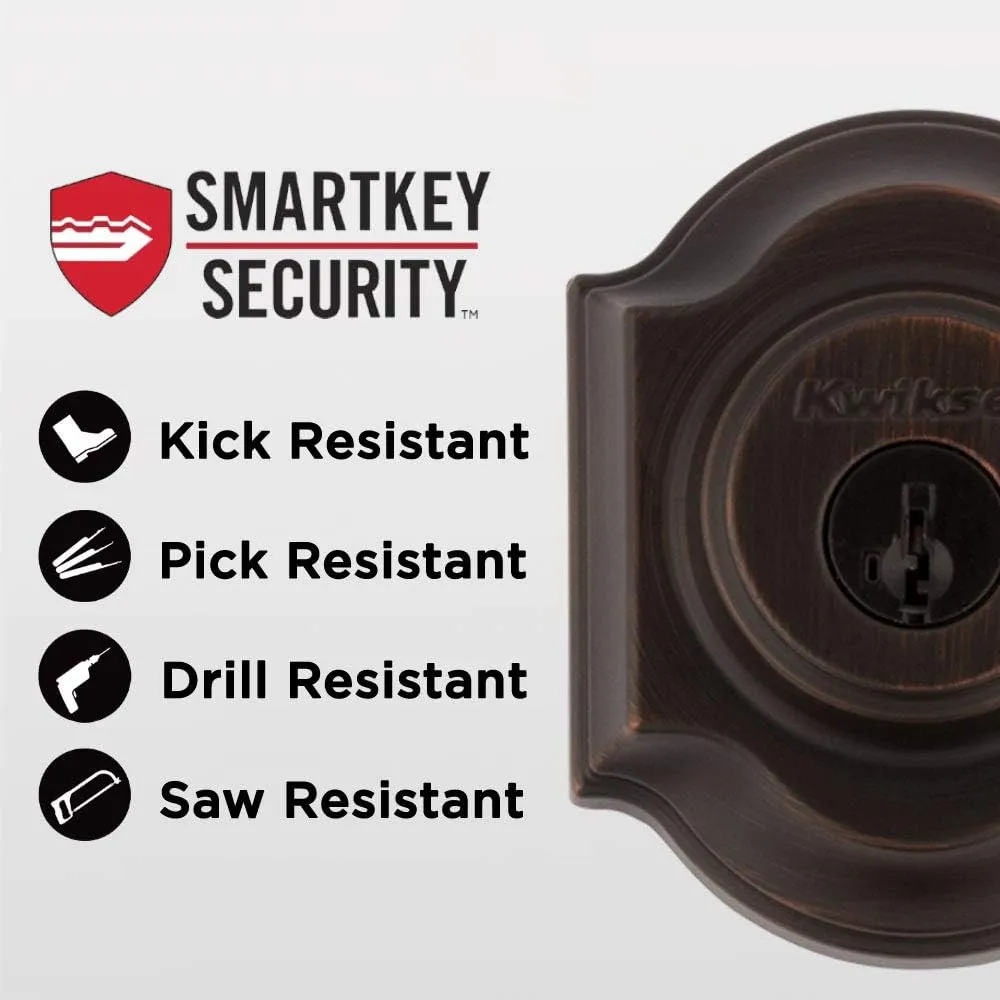 Kwikset Montara Front Door Lock Handle and Deadbolt Set, Entry Handleset Exterior with Interior Door Knob, Venetian Bronze, Pick Resistant SmartKey Rekey Deadbolt Security