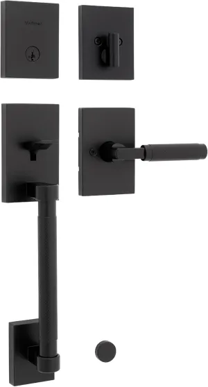 Kwikset Prava Front Door Handle and Deadbolt Set, Entry Handleset Exterior with Interior Reversible Lever, Matte Black, Pick Resistant SmartKey Rekey Deadbolt Security, with Microban Protection