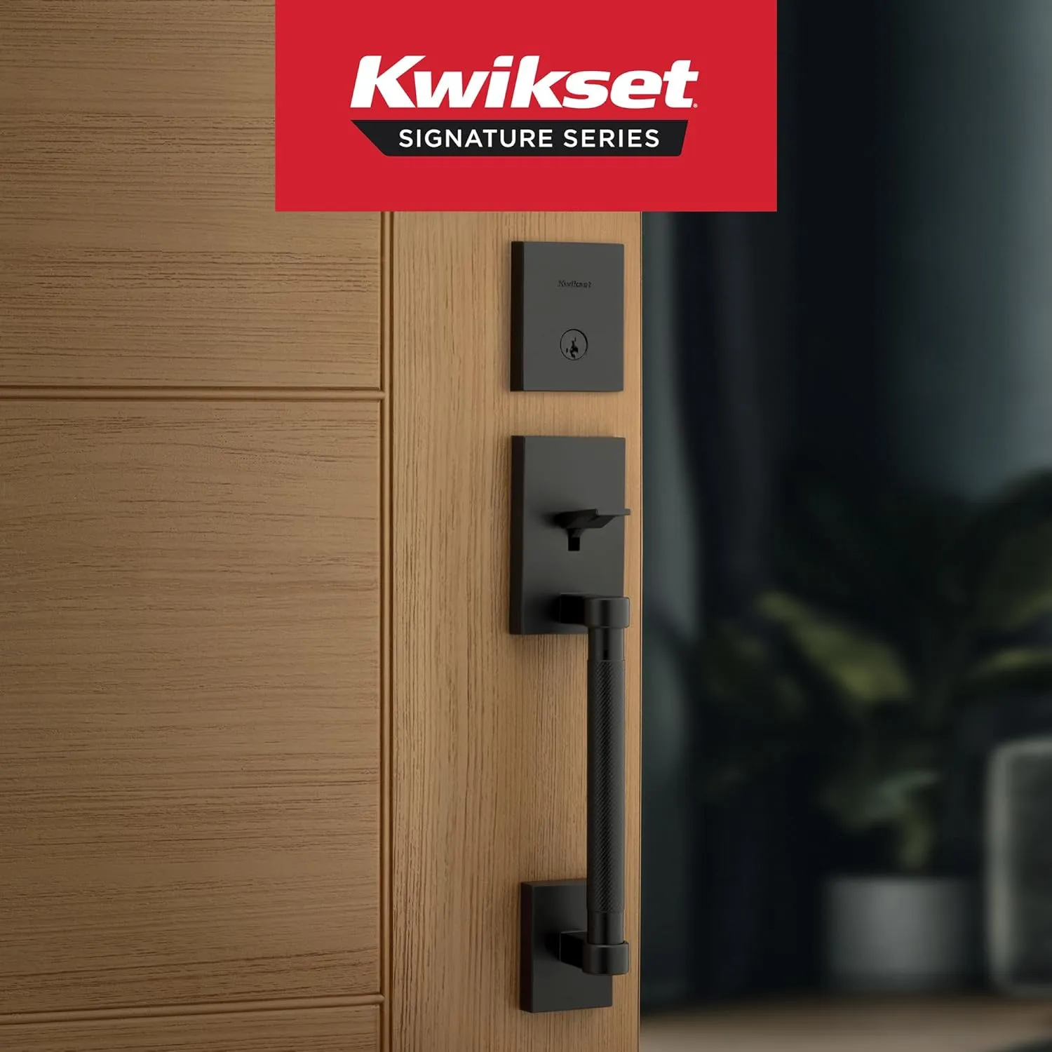 Kwikset Prava Front Door Handle and Deadbolt Set, Entry Handleset Exterior with Interior Reversible Lever, Matte Black, Pick Resistant SmartKey Rekey Deadbolt Security, with Microban Protection
