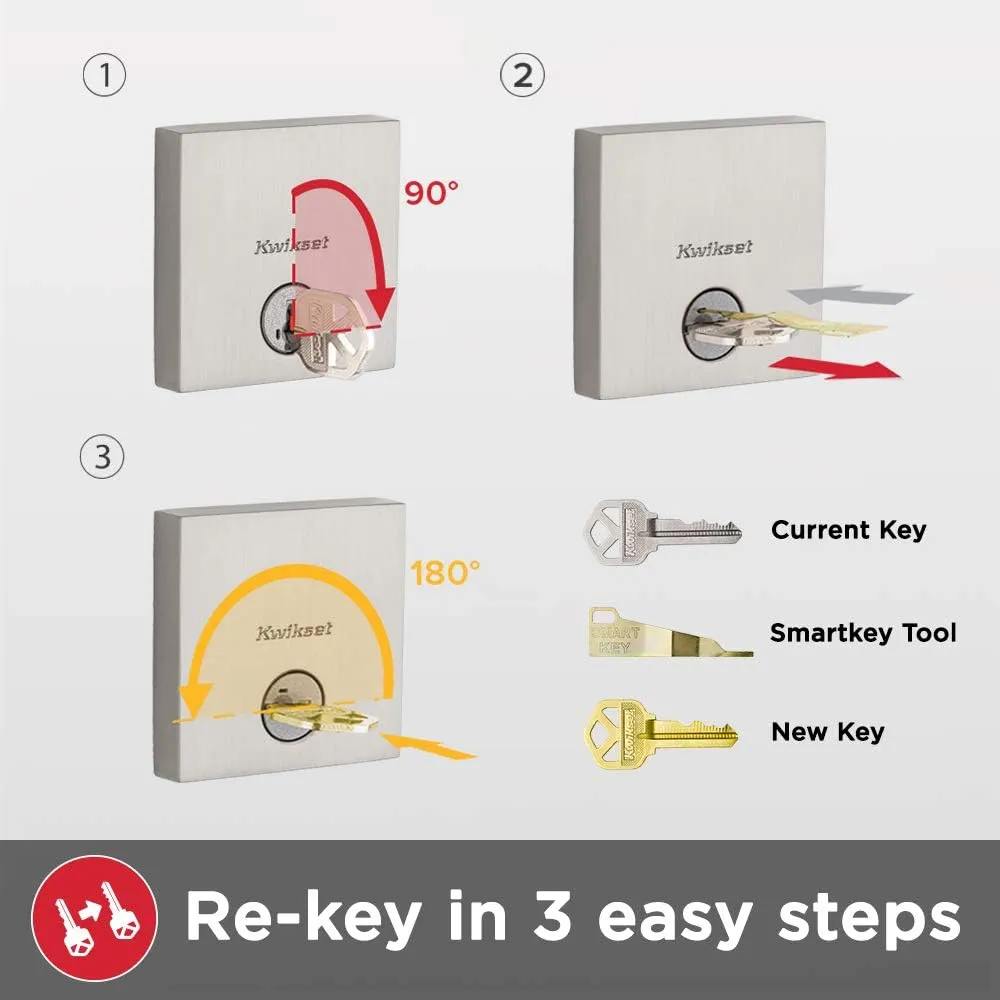 Kwikset San Clemente Front Door Lock Handle and Deadbolt Set, Entry Handleset Exterior with Interior Reversible Lever, Venetian Bronze, Pick Resistant SmartKey Rekey Deadbolt Security
