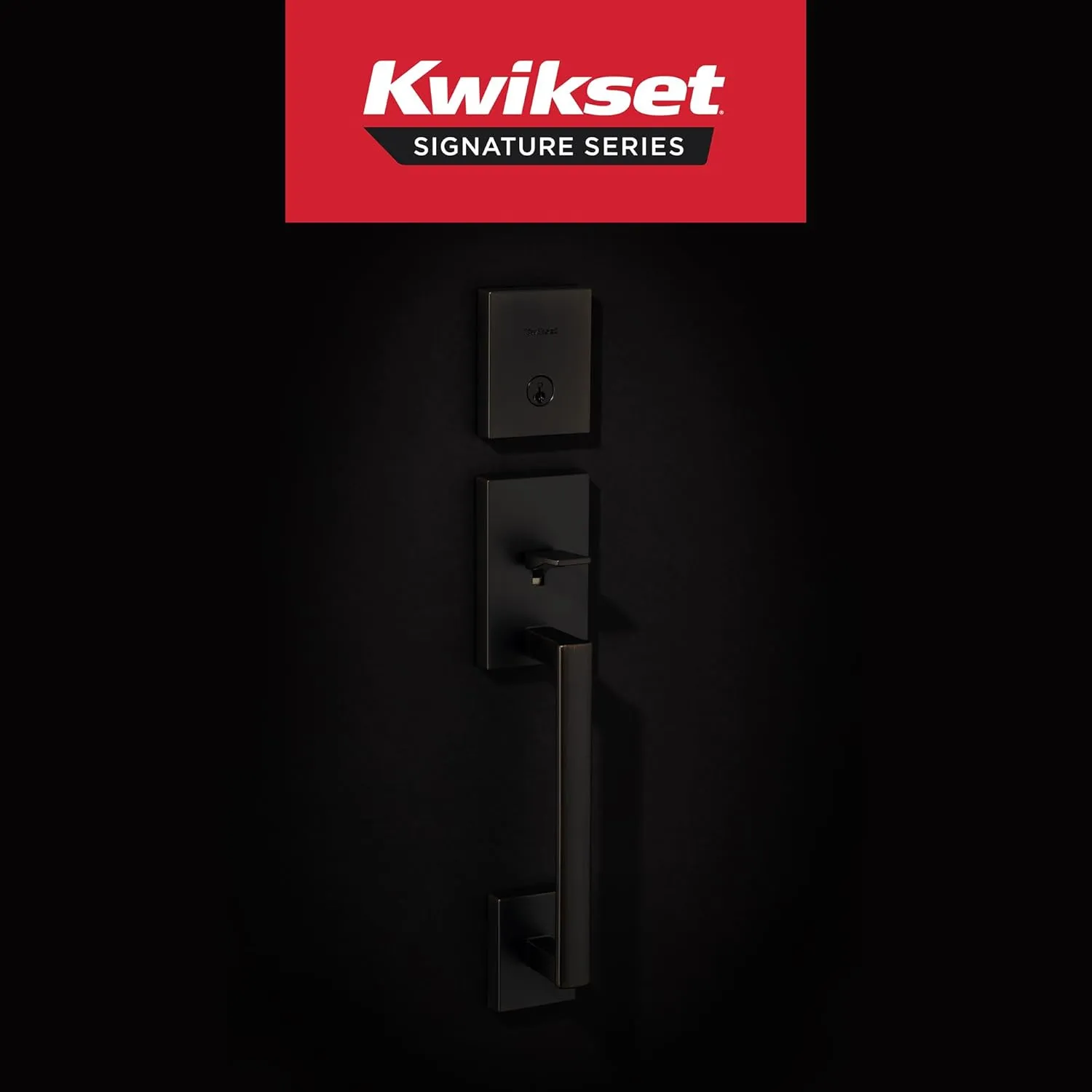 Kwikset San Clemente Front Door Lock Handle and Deadbolt Set, Entry Handleset Exterior with Interior Reversible Lever, Venetian Bronze, Pick Resistant SmartKey Rekey Deadbolt Security